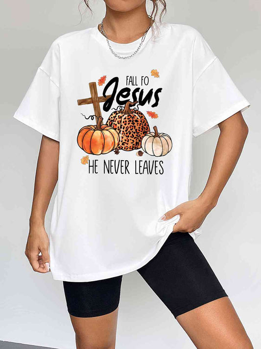 Round Neck Short Sleeve Fall Season Graphic T-Shirt - TRENDMELO