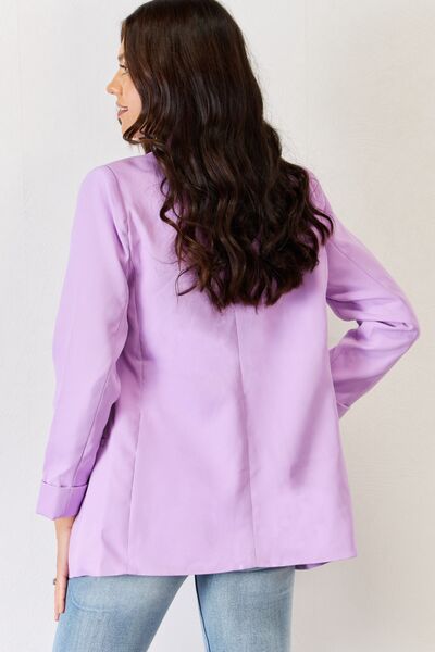 Zenana Open Front Long Sleeve Blazer - TRENDMELO