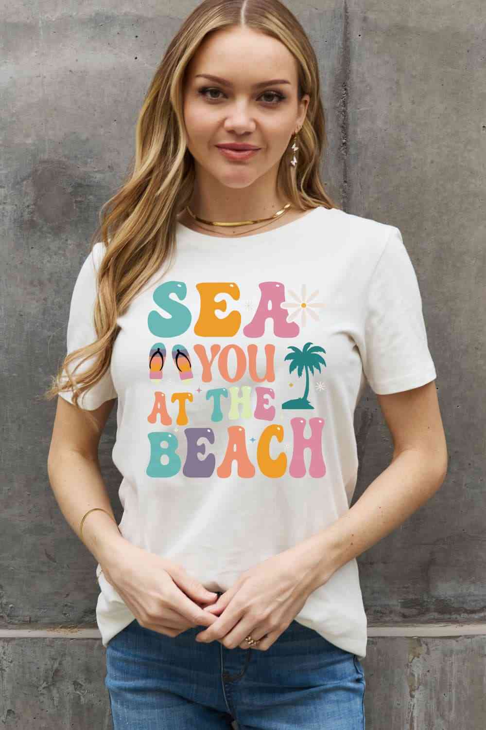 Simply Love Full Size SEA YOU AT THE BEACH Graphic Cotton Tee - TRENDMELO