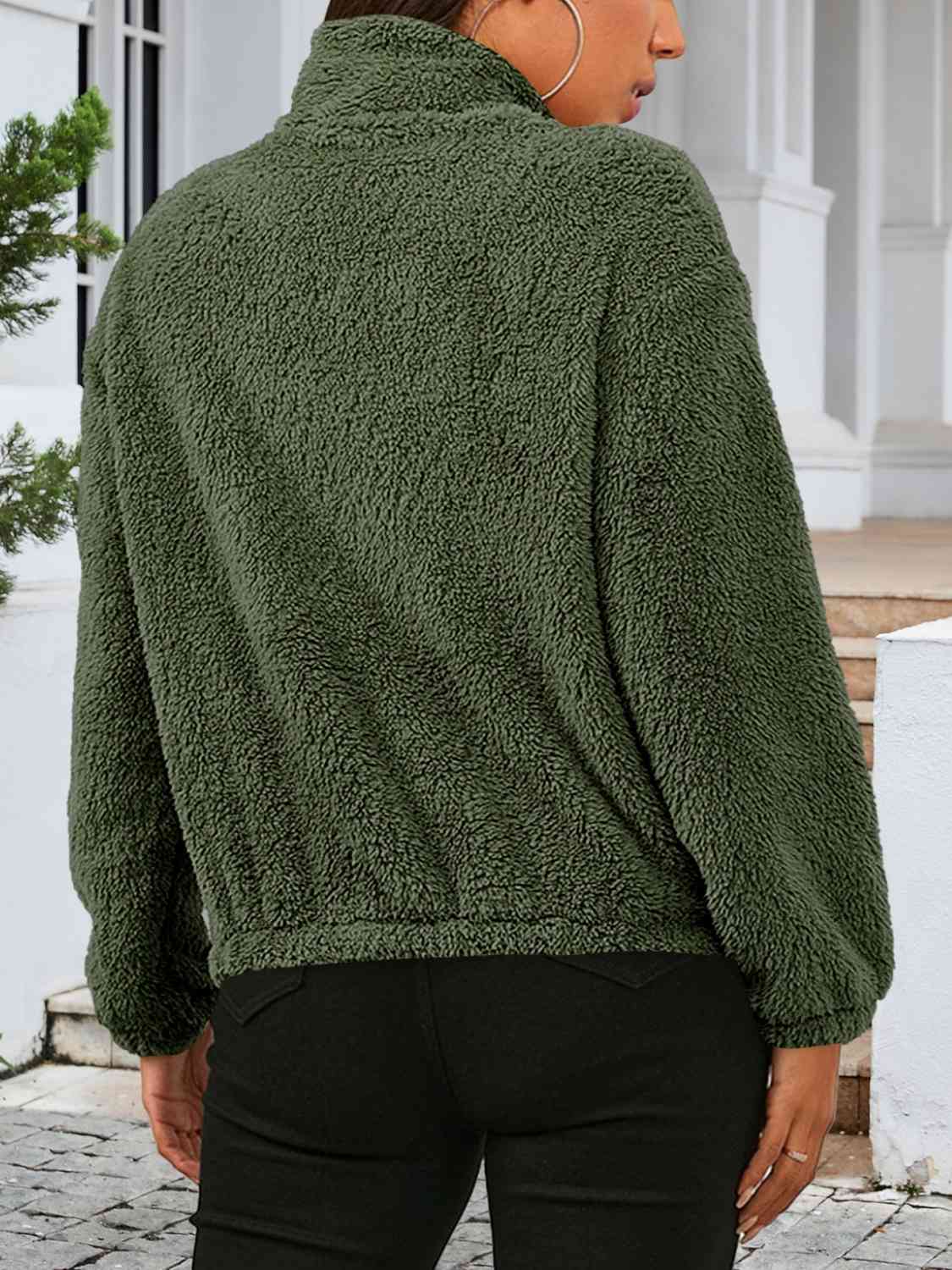 Zip Up Turtleneck Long Sleeve Jacket - TRENDMELO