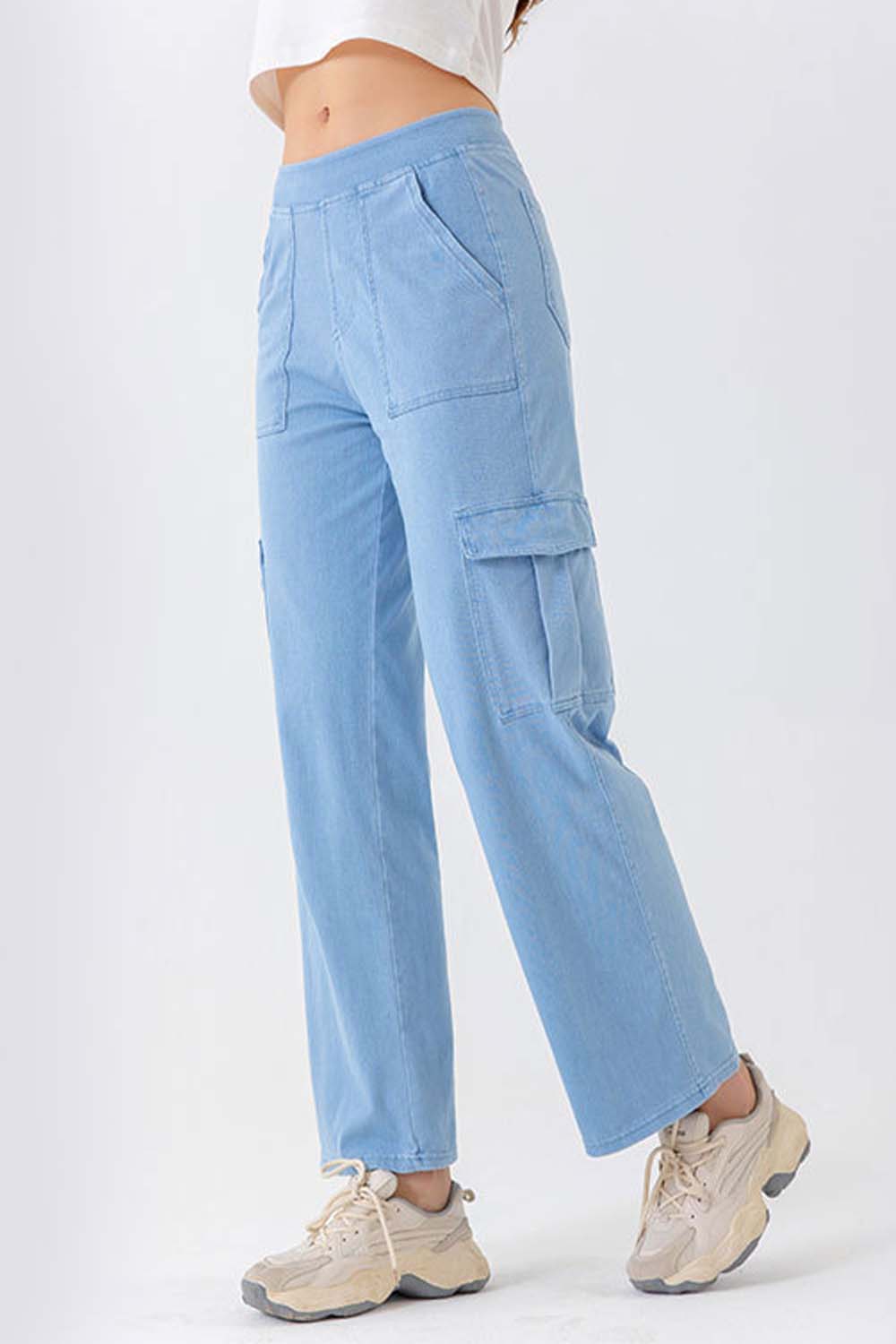 Buttoned Pocketed Long Jeans - TRENDMELO