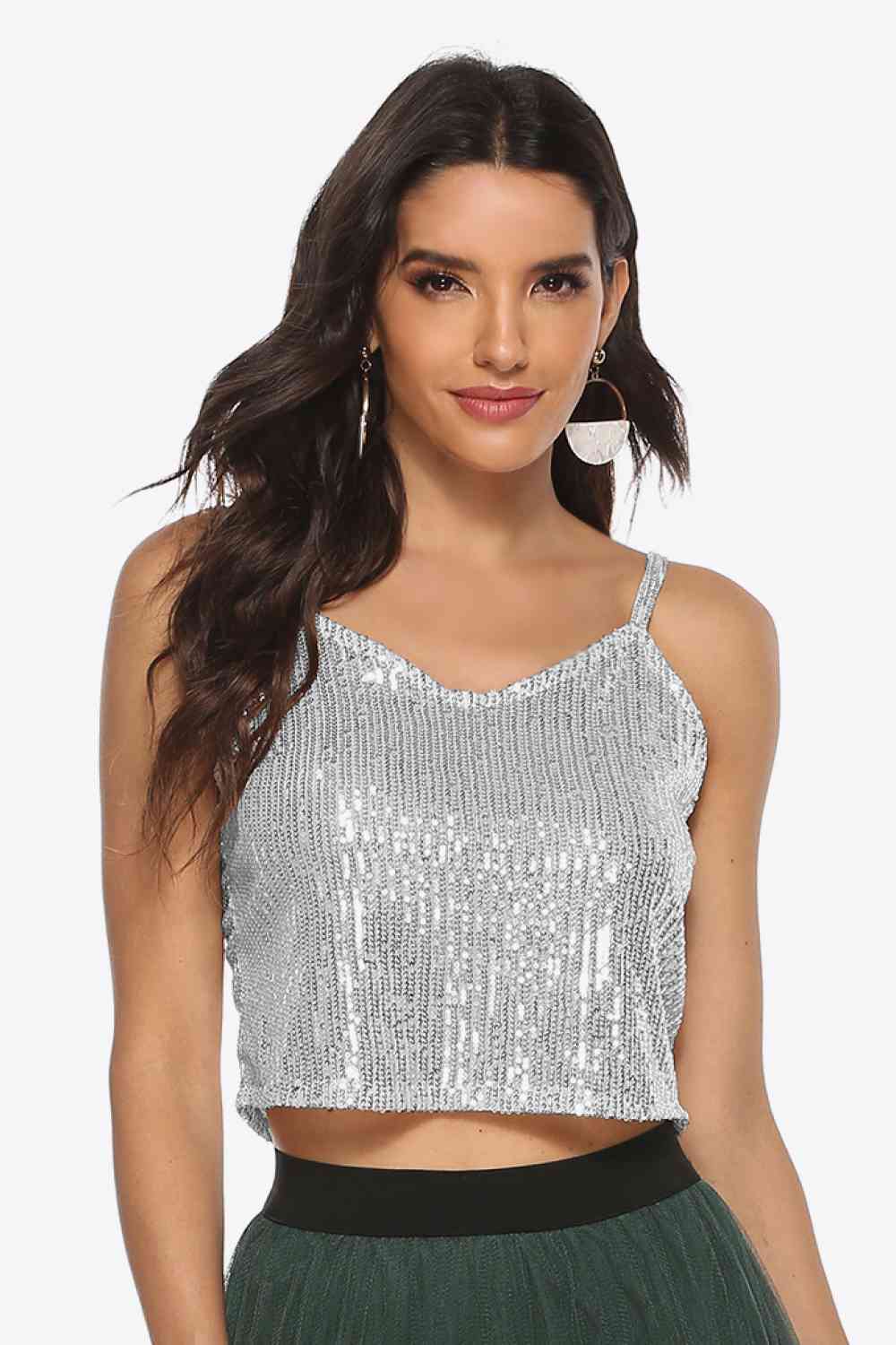Sequin Cropped Cami - TRENDMELO