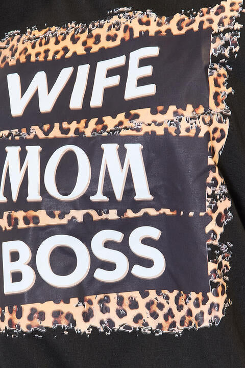 Simply Love WIFE MOM BOSS Leopard Graphic T-Shirt - TRENDMELO