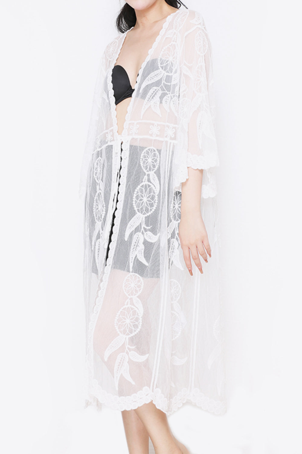 Tied Sheer Cover Up Cardigan - TRENDMELO