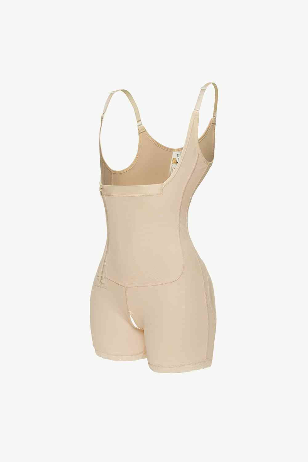 Full Size Side Zipper Under-Bust Shaping Bodysuit - TRENDMELO