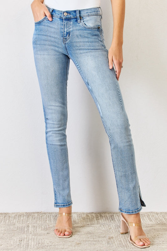 Kancan Full Size Mid Rise Y2K Slit Bootcut Jeans - TRENDMELO