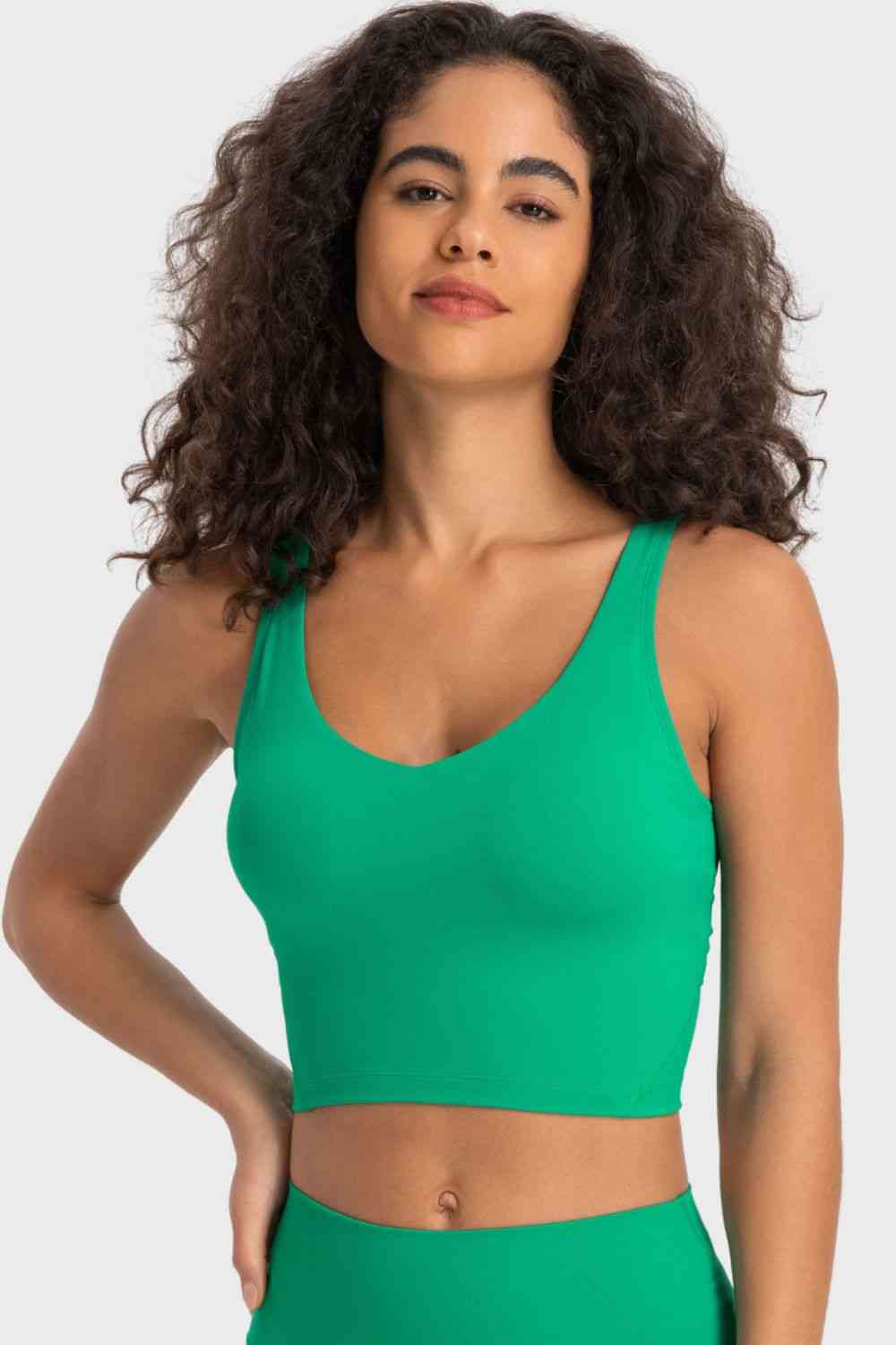 Deep V-Neck Crop Sports Bra - TRENDMELO