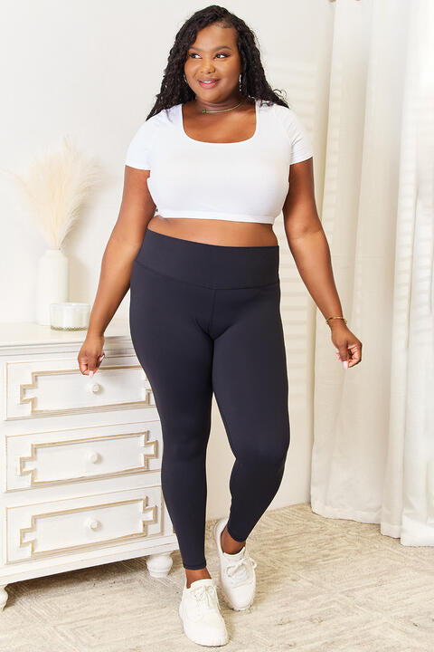 Double Take Wide Waistband Sports Leggings - TRENDMELO