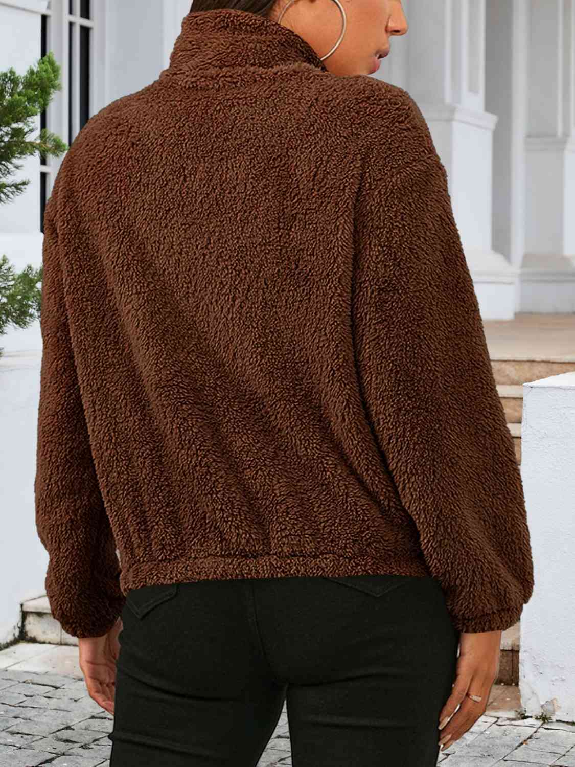 Zip Up Turtleneck Long Sleeve Jacket - TRENDMELO