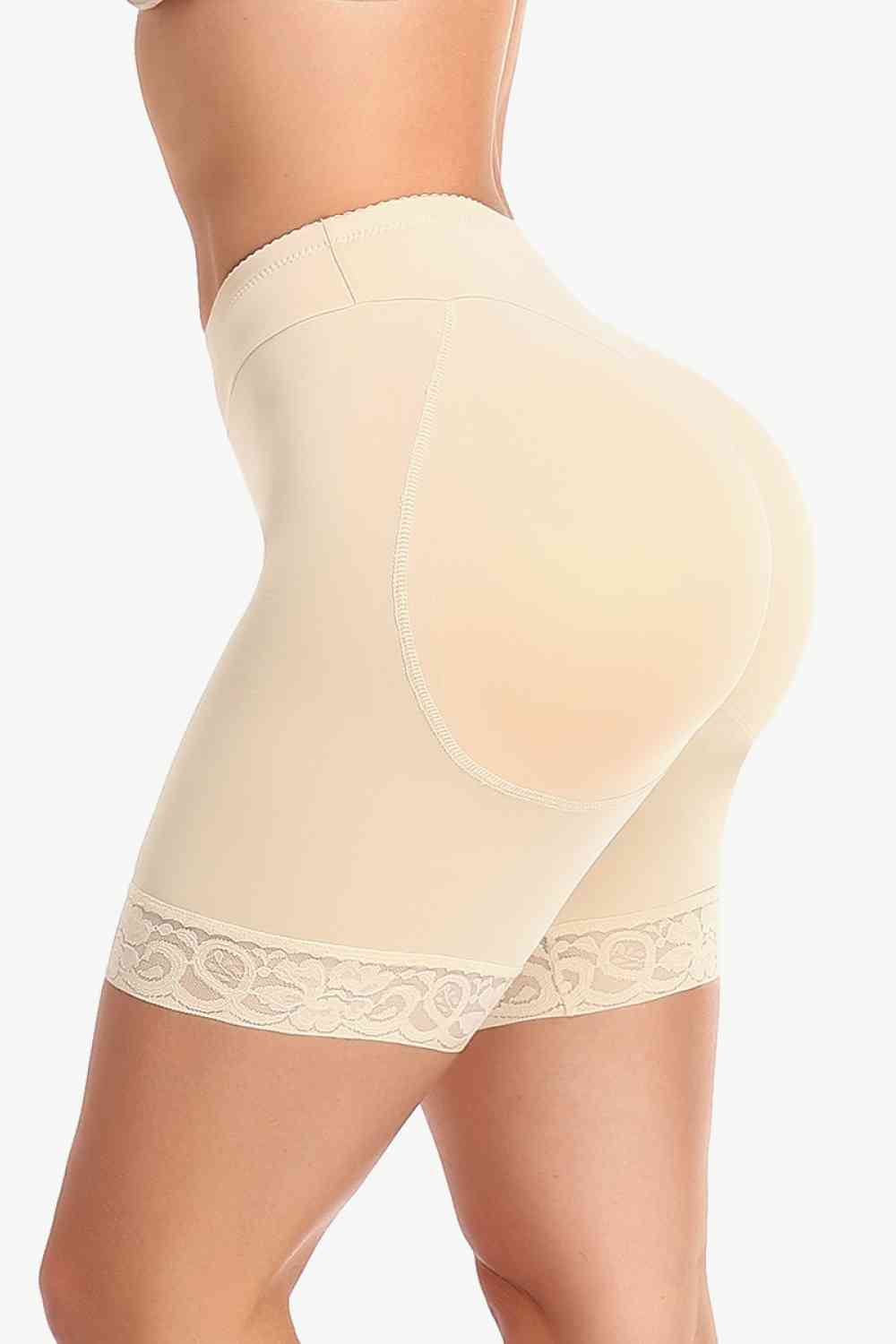 Full Size Lace Trim Lifting Pull-On Shaping Shorts - TRENDMELO