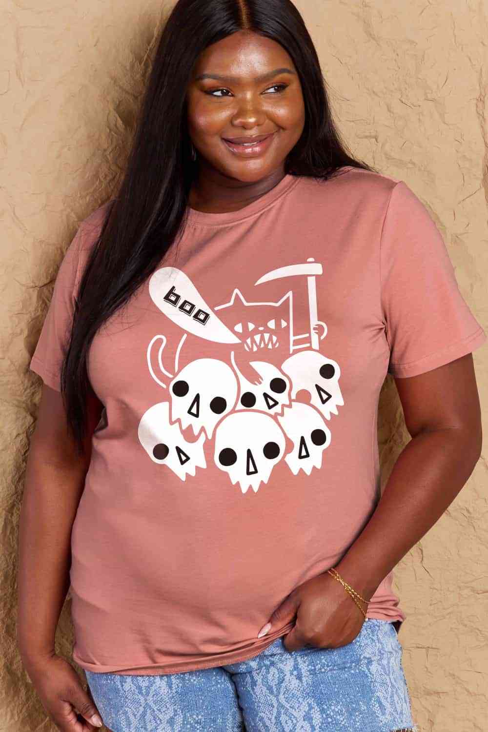 Simply Love Full Size Graphic BOO Cotton T-Shirt - TRENDMELO