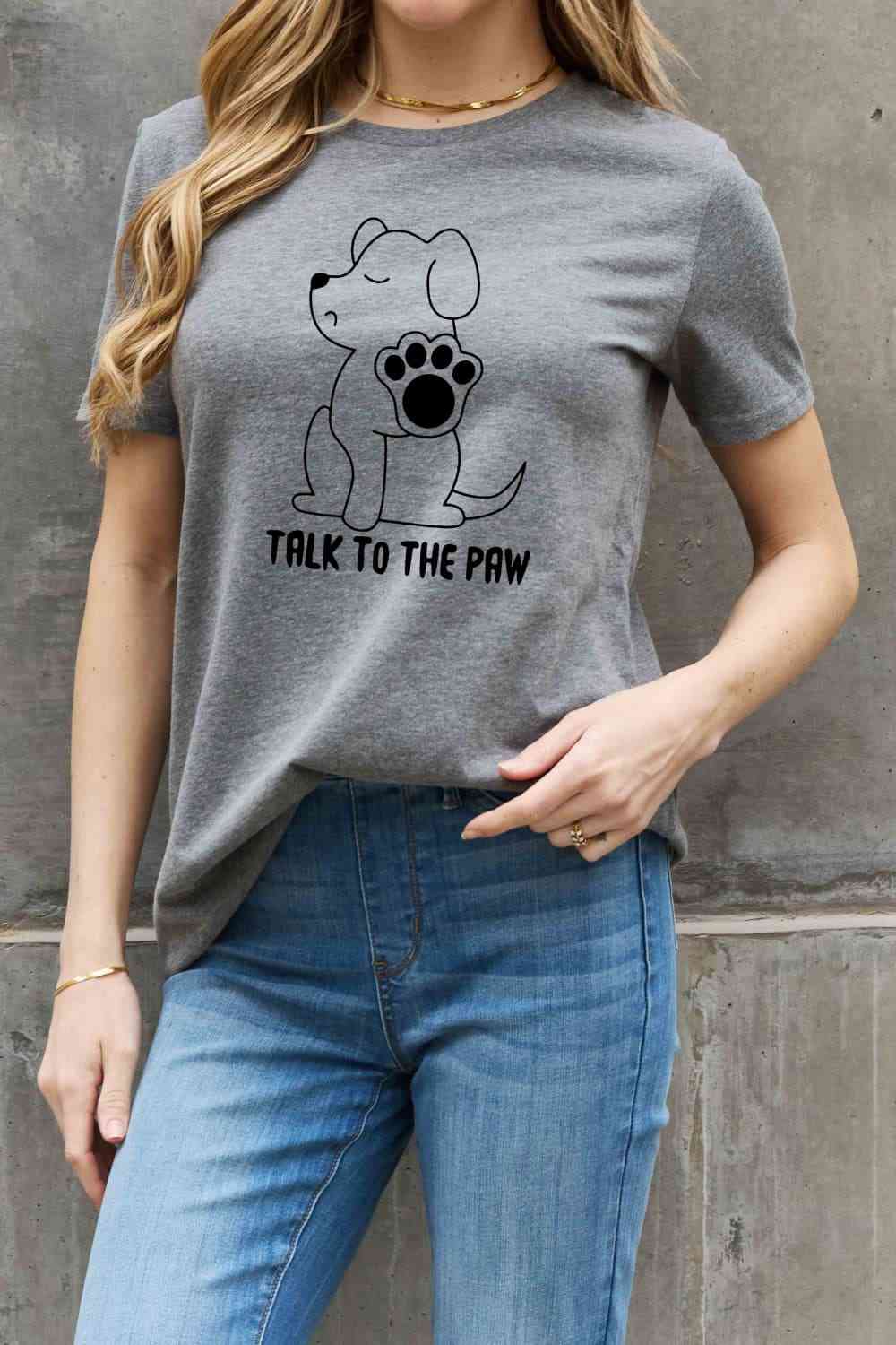 Simply Love Simply Love Full Size TALK TO THE PAW Graphic Cotton Tee - TRENDMELO