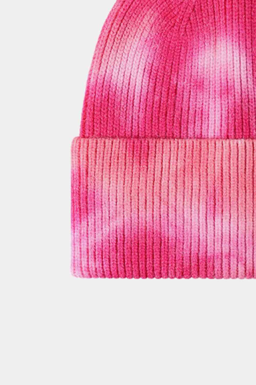 Tie-Dye Cuffed Rib-Knit Beanie Hat - TRENDMELO