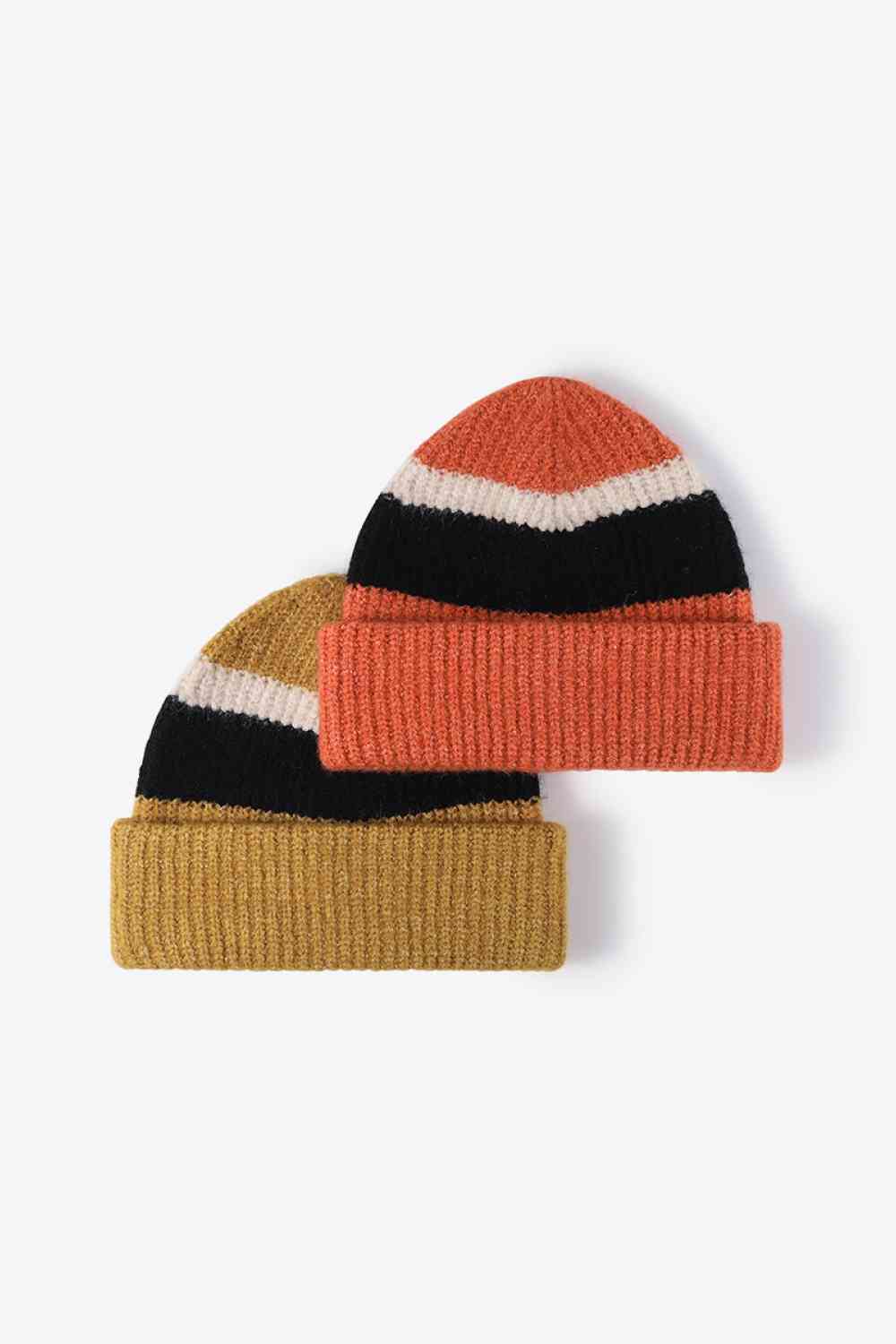 Tricolor Cuffed Knit Beanie - TRENDMELO