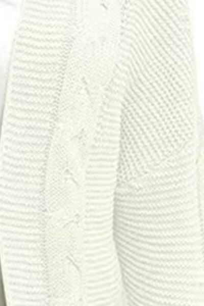 Open Front Cable-Knit Cardigan - TRENDMELO