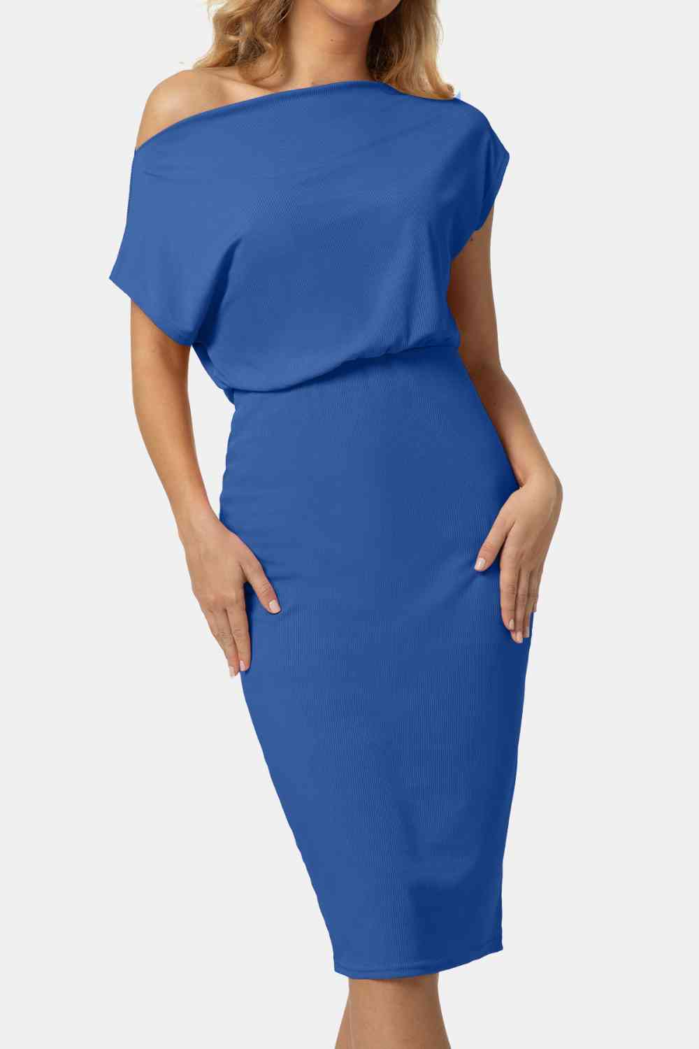 Boat Neck Short Sleeve Knee-Length Dress - TRENDMELO