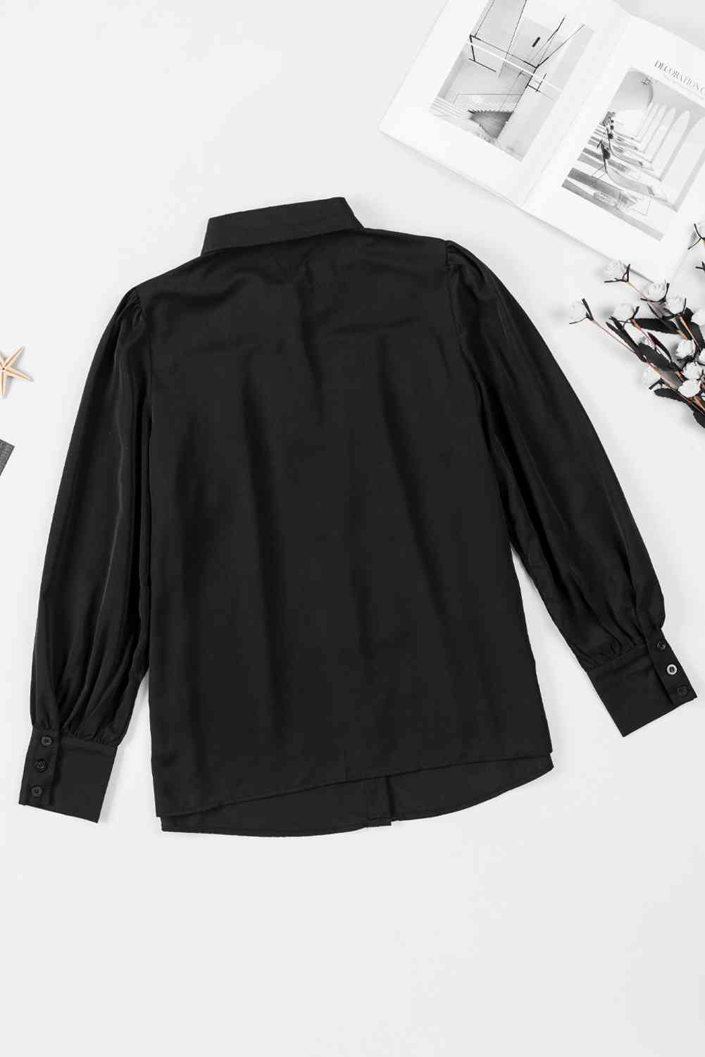 Gathered Detail Puff Sleeve Shirt - TRENDMELO