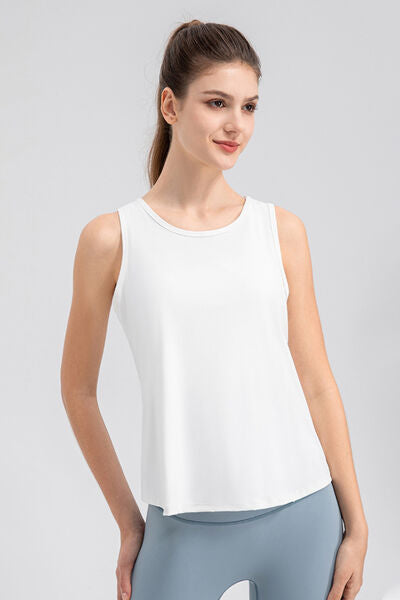 Wide Strap Round Neck Active Tank - TRENDMELO