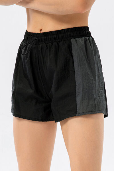 Color Block Drawstring Active Shorts - TRENDMELO