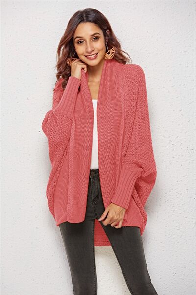 Open Front Batwing Sleeve Cardigan - TRENDMELO