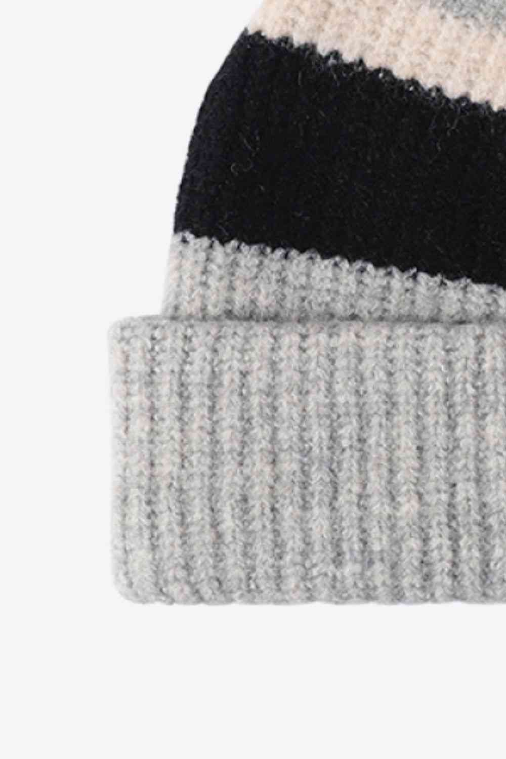 Tricolor Cuffed Knit Beanie - TRENDMELO