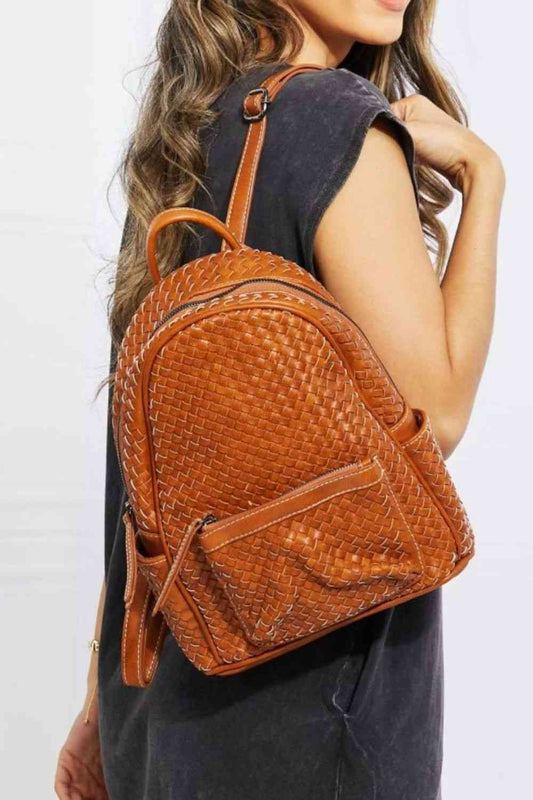 SHOMICO Certainly Chic Faux Leather Woven Backpack - TRENDMELO
