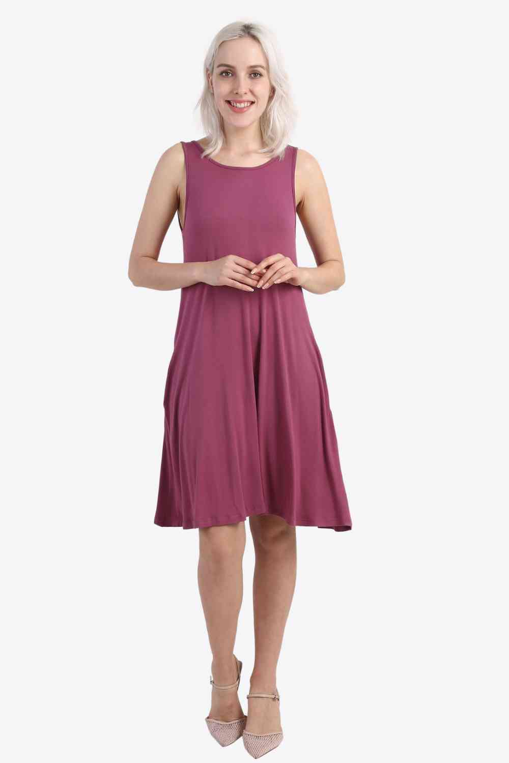 Cutout Scoop Neck Sleeveless Dress with Pockets - TRENDMELO