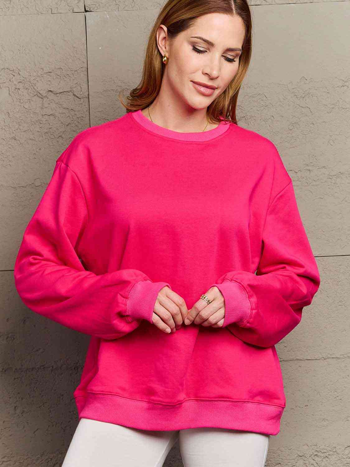 Simply Love Full Size Dropped Shoulder Sweatshirt - TRENDMELO