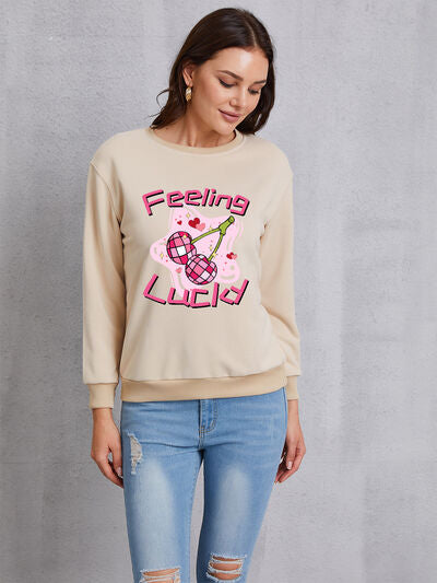 FEELING LUCKY Round Neck Sweatshirt - TRENDMELO