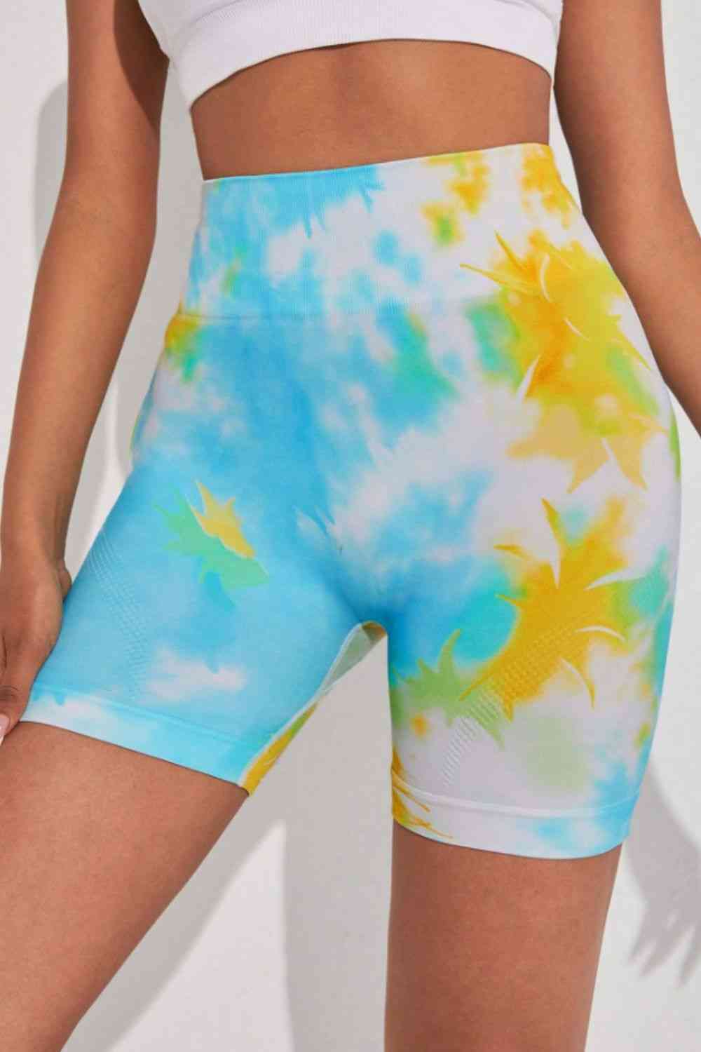 Tie-Dye Wide Waistband Sports Shorts - TRENDMELO