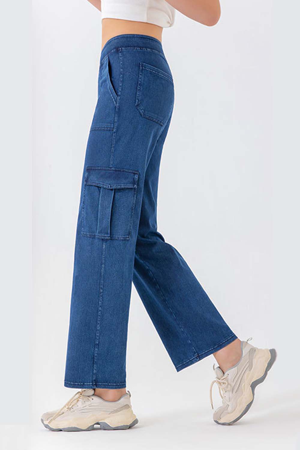 Buttoned Pocketed Long Jeans - TRENDMELO