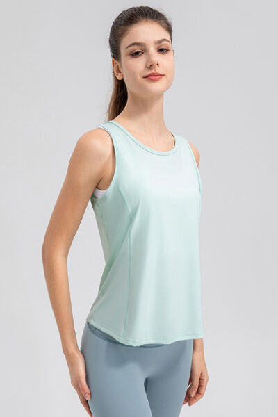 Wide Strap Round Neck Active Tank - TRENDMELO