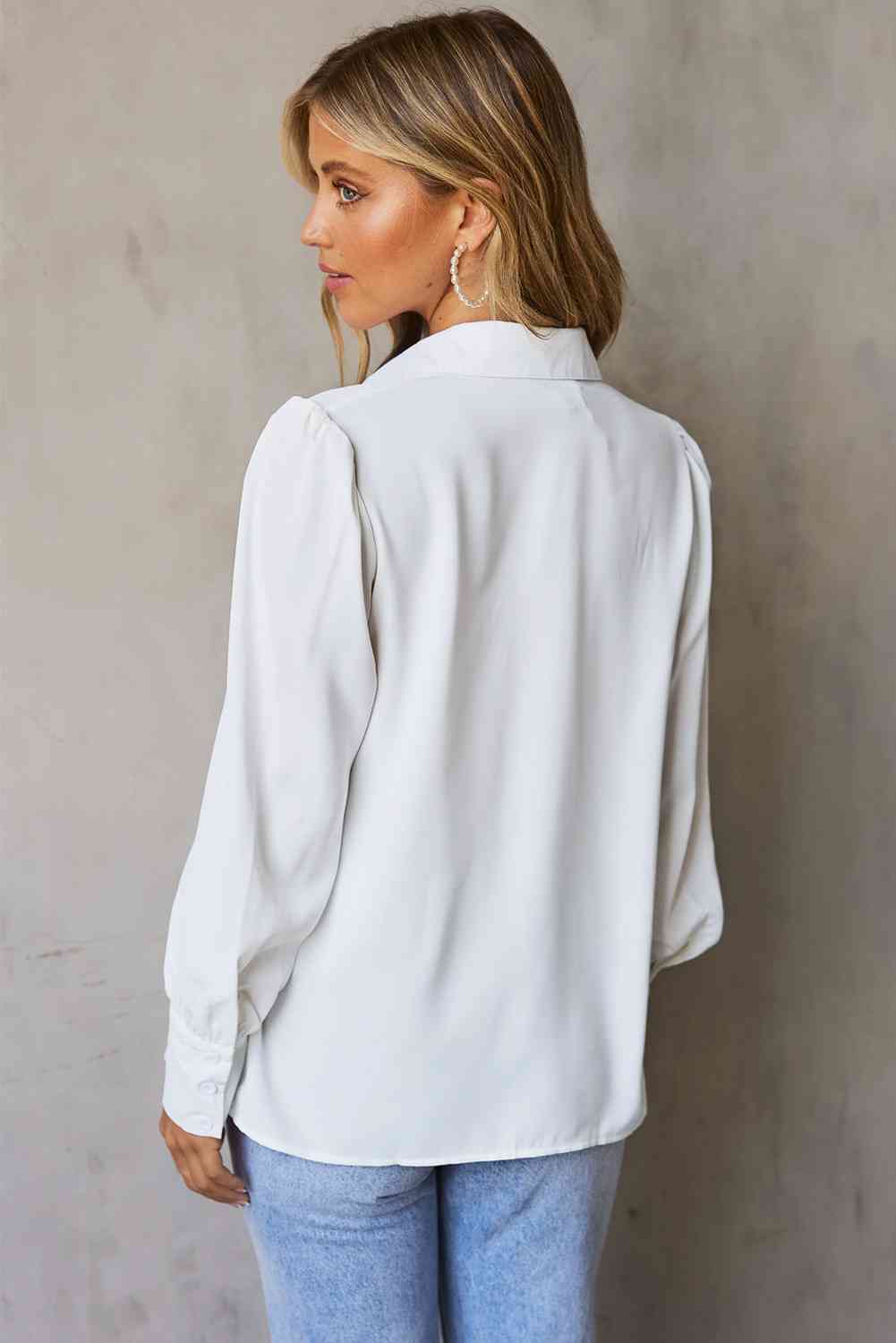 Gathered Detail Puff Sleeve Shirt - TRENDMELO