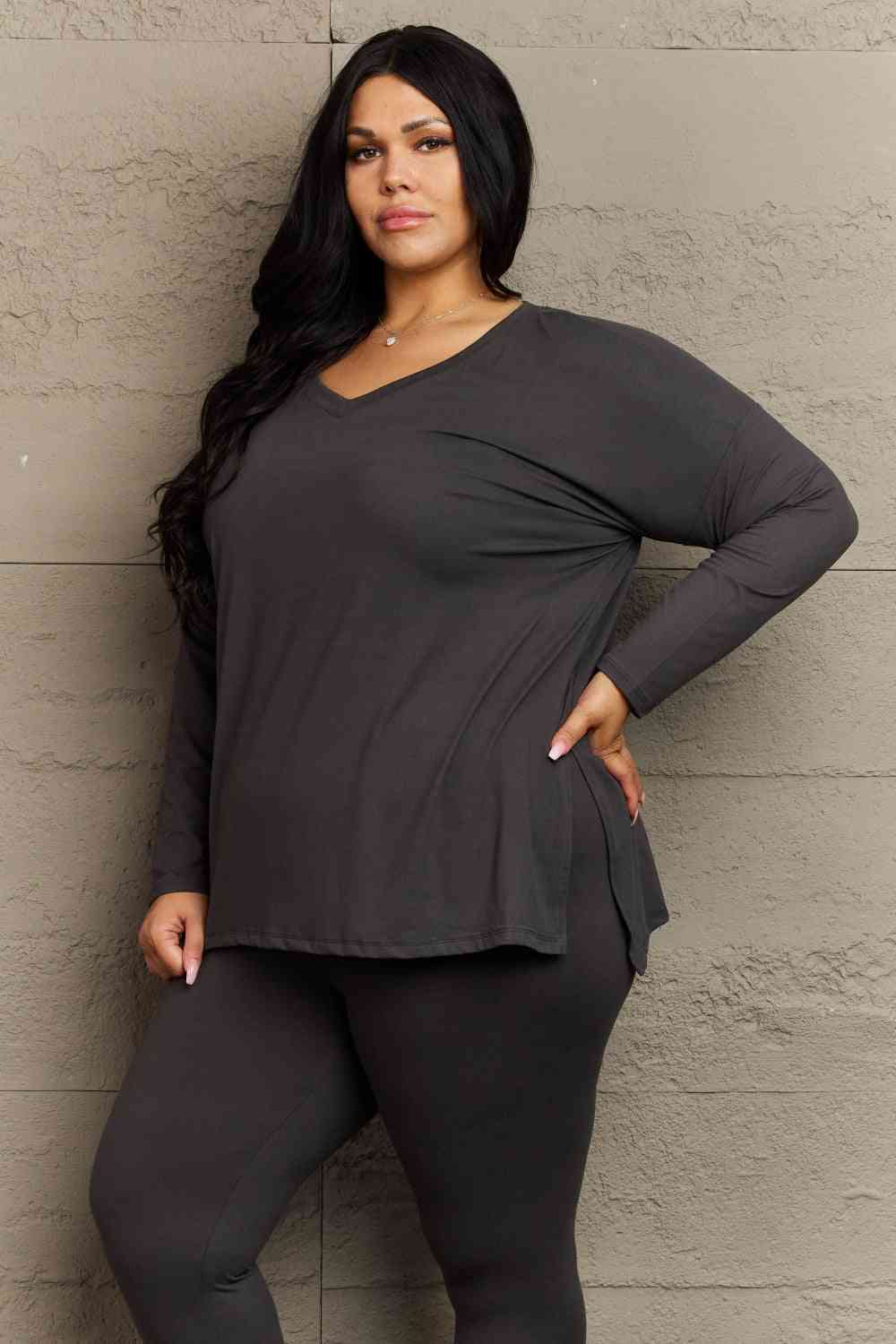 Zenana Lazy Days Full Size Long Sleeve and Leggings Set - TRENDMELO