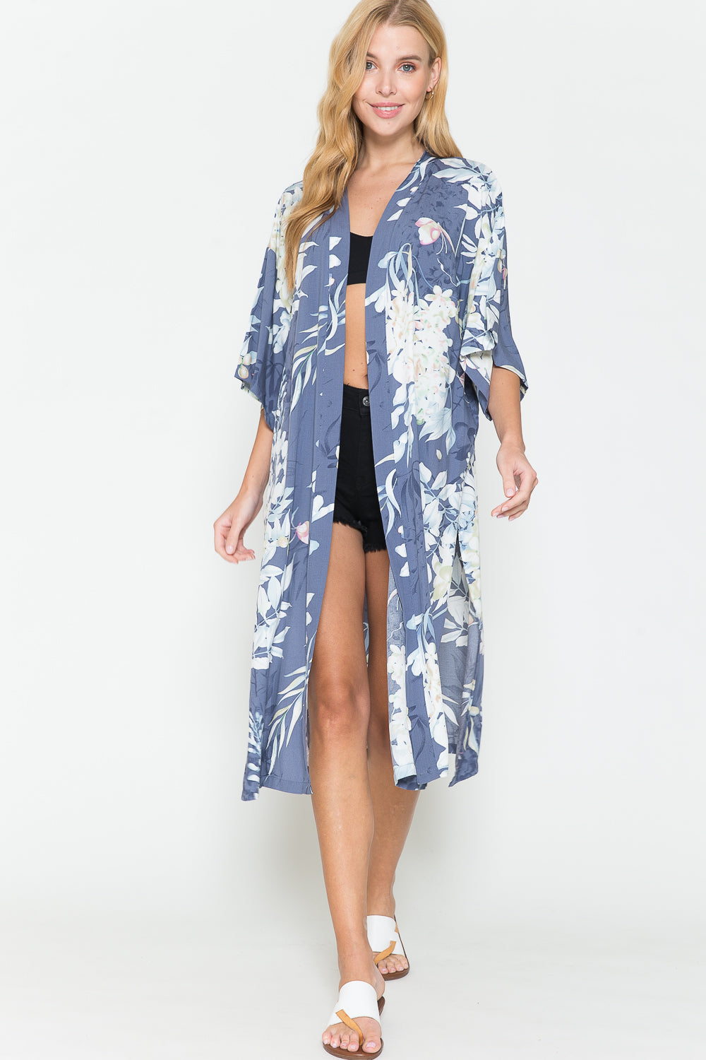 Justin Taylor Botanical Print Split Cover Up - TRENDMELO