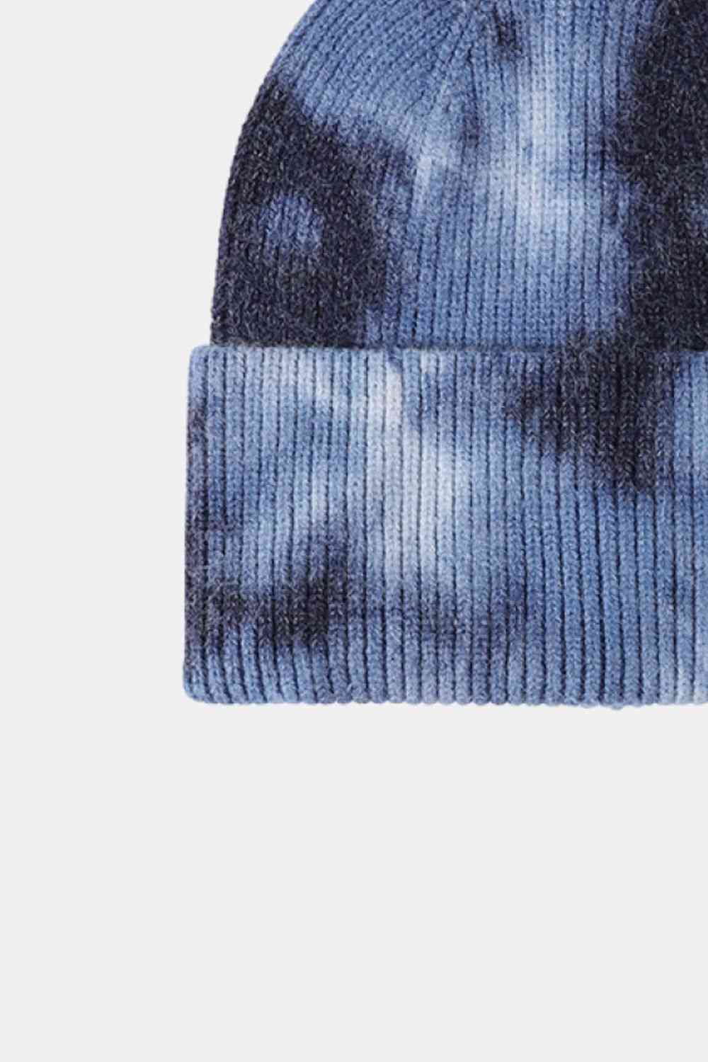 Tie-Dye Cuffed Rib-Knit Beanie Hat - TRENDMELO