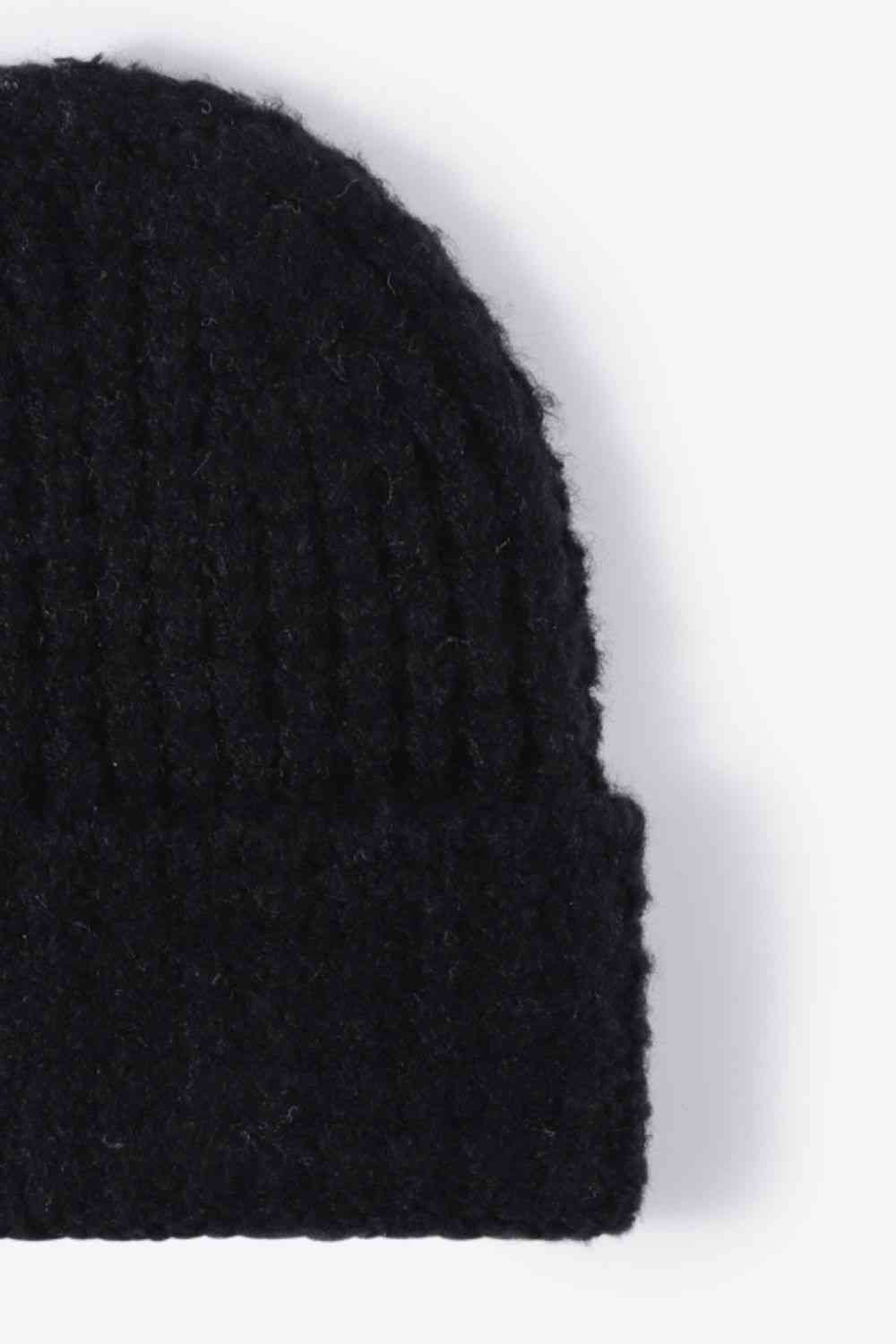 Waffle-Knit Cuff Beanie - TRENDMELO