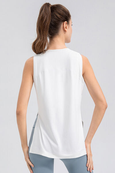 Slit Round Neck Tank - TRENDMELO