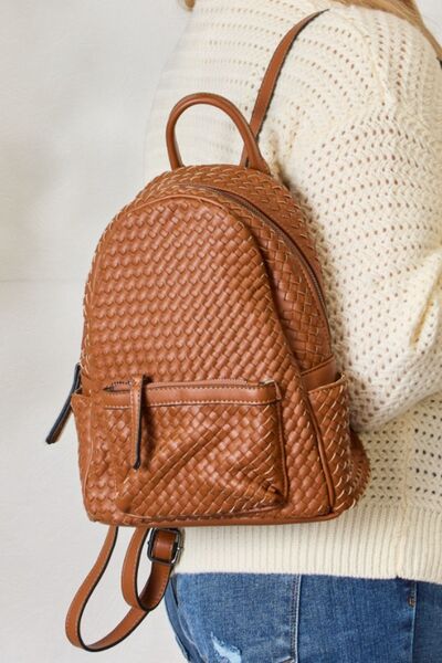 SHOMICO PU Leather Woven Backpack - TRENDMELO