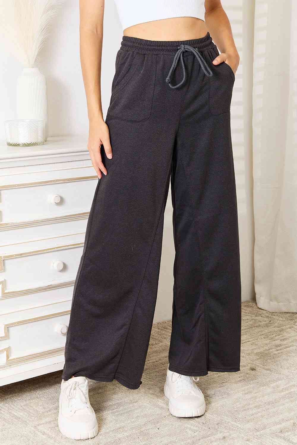 Basic Bae Wide Leg Pocketed Pants - TRENDMELO