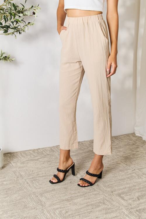 Double Take Pull-On Pants with Pockets - TRENDMELO