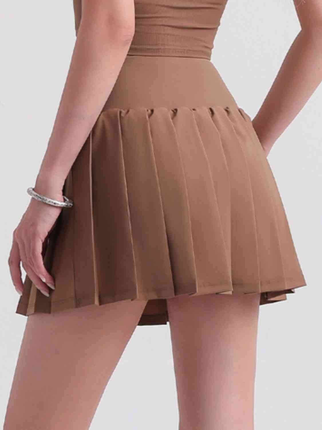 Pleated Elastic Waistband Sports Skirt - TRENDMELO