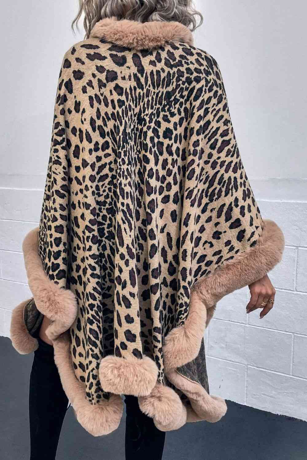 Leopard Open Front Poncho - TRENDMELO