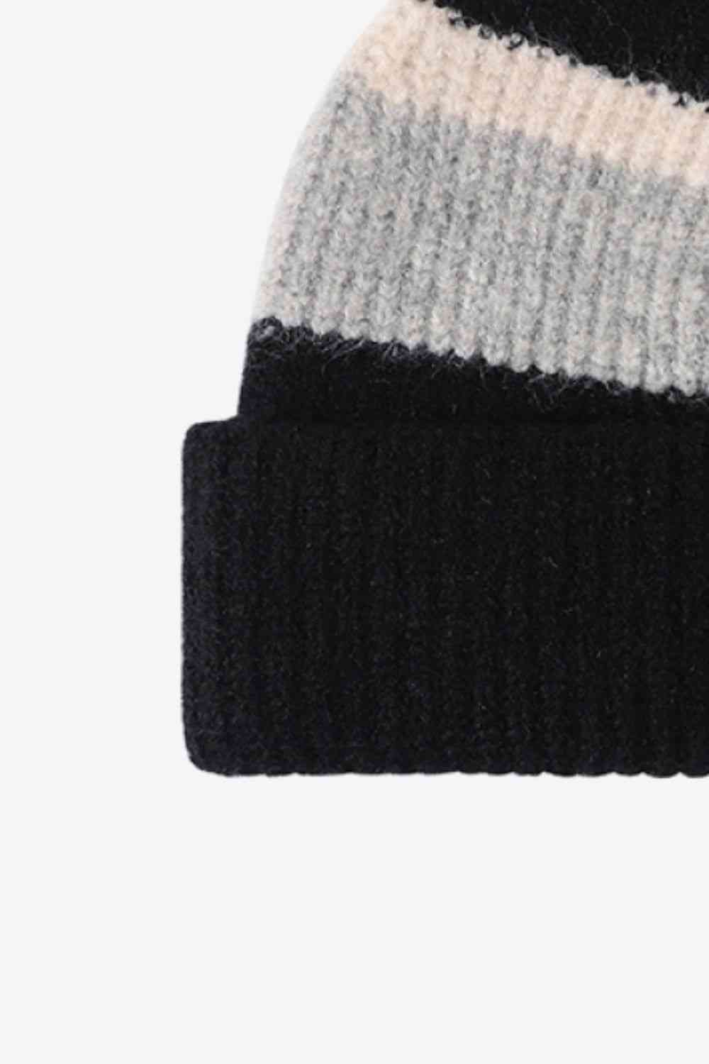 Tricolor Cuffed Knit Beanie - TRENDMELO