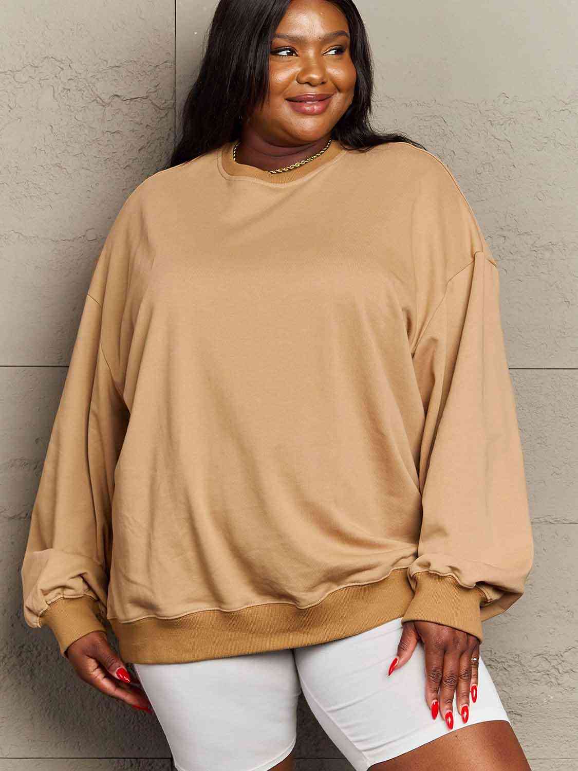 Simply Love Full Size Dropped Shoulder Sweatshirt - TRENDMELO