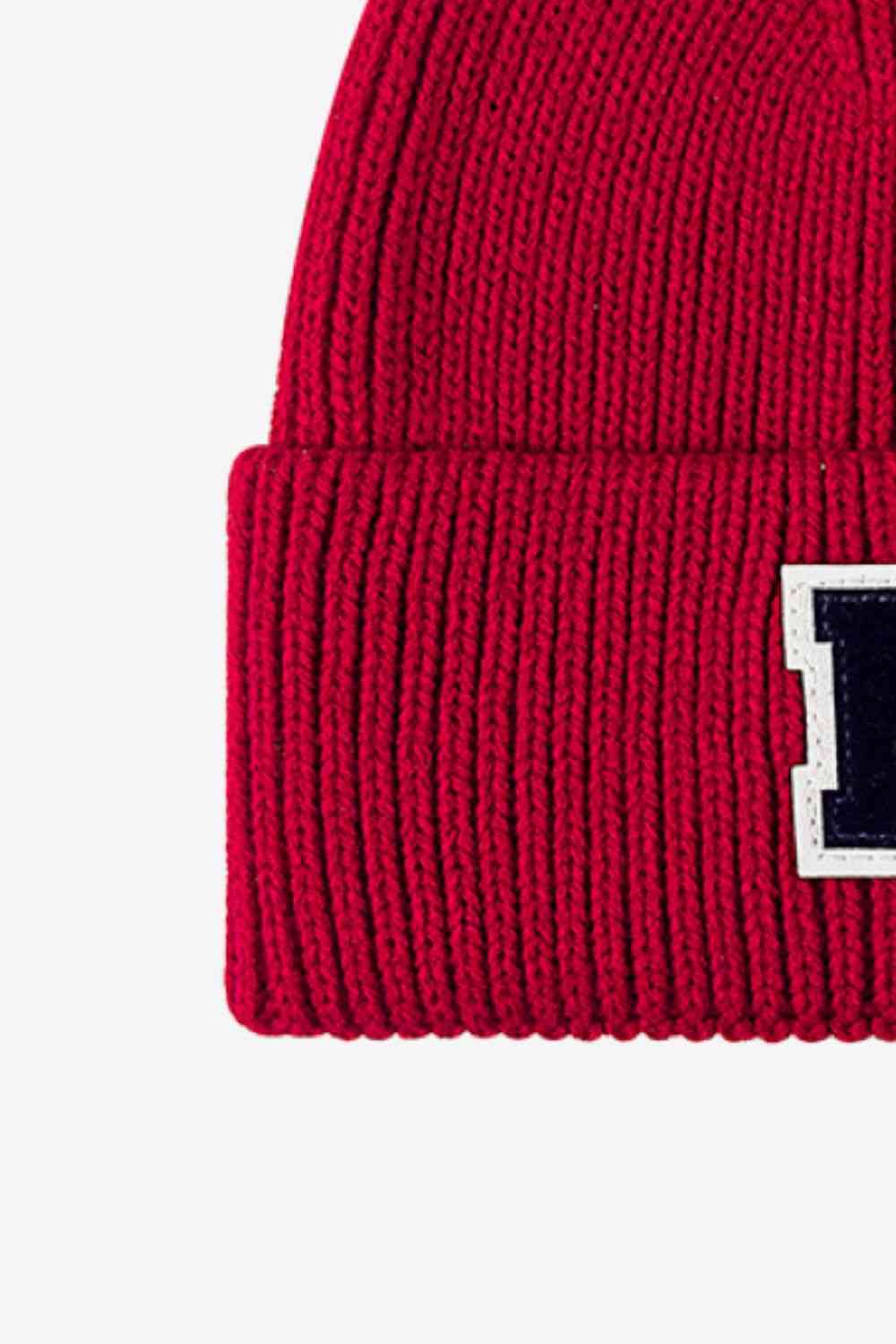 Letter Patch Cuffed Knit Beanie - TRENDMELO