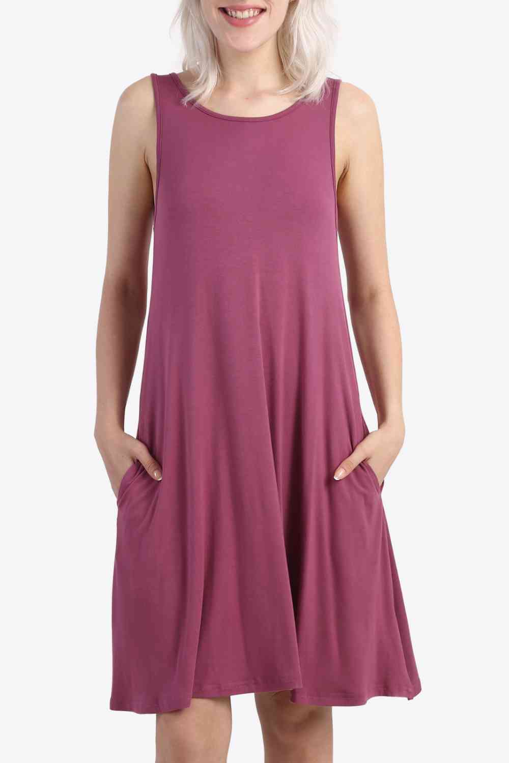 Cutout Scoop Neck Sleeveless Dress with Pockets - TRENDMELO