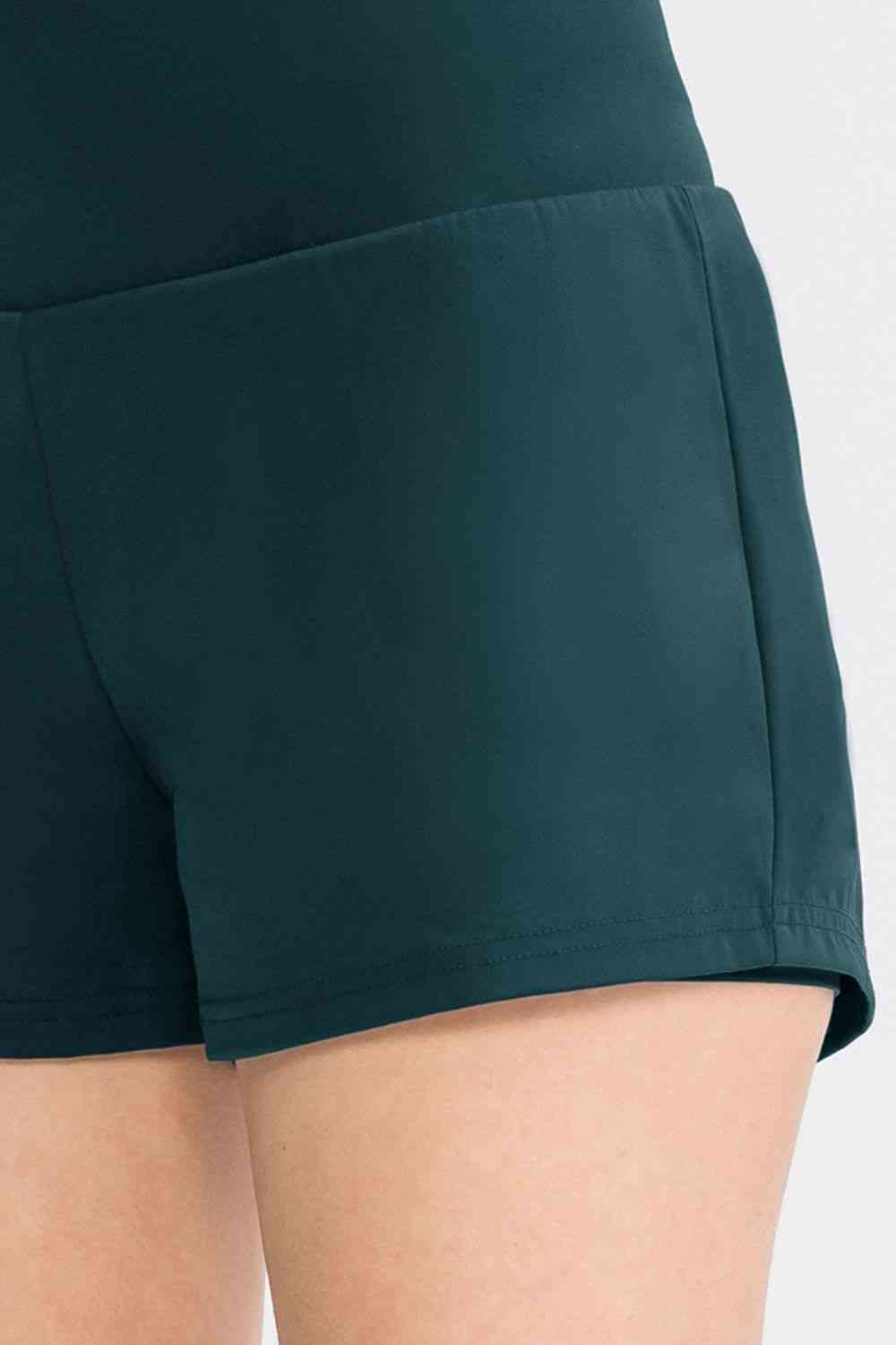 Wide Waistband Sports Shorts with Pockets - TRENDMELO