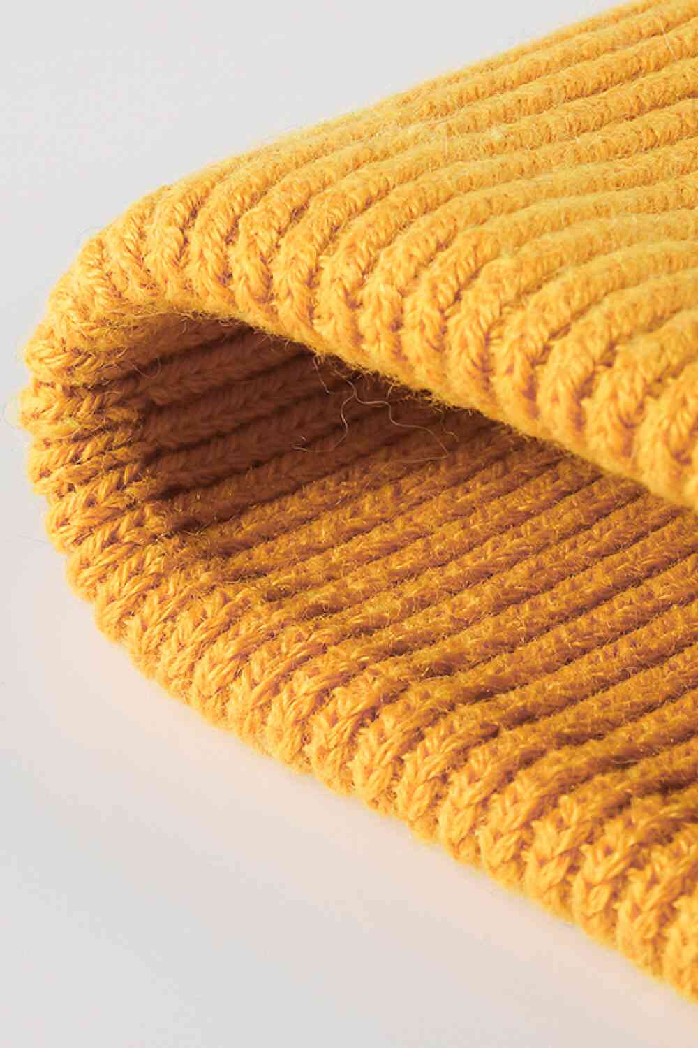 Button Detail Rib-Knit Cuff Beanie - TRENDMELO