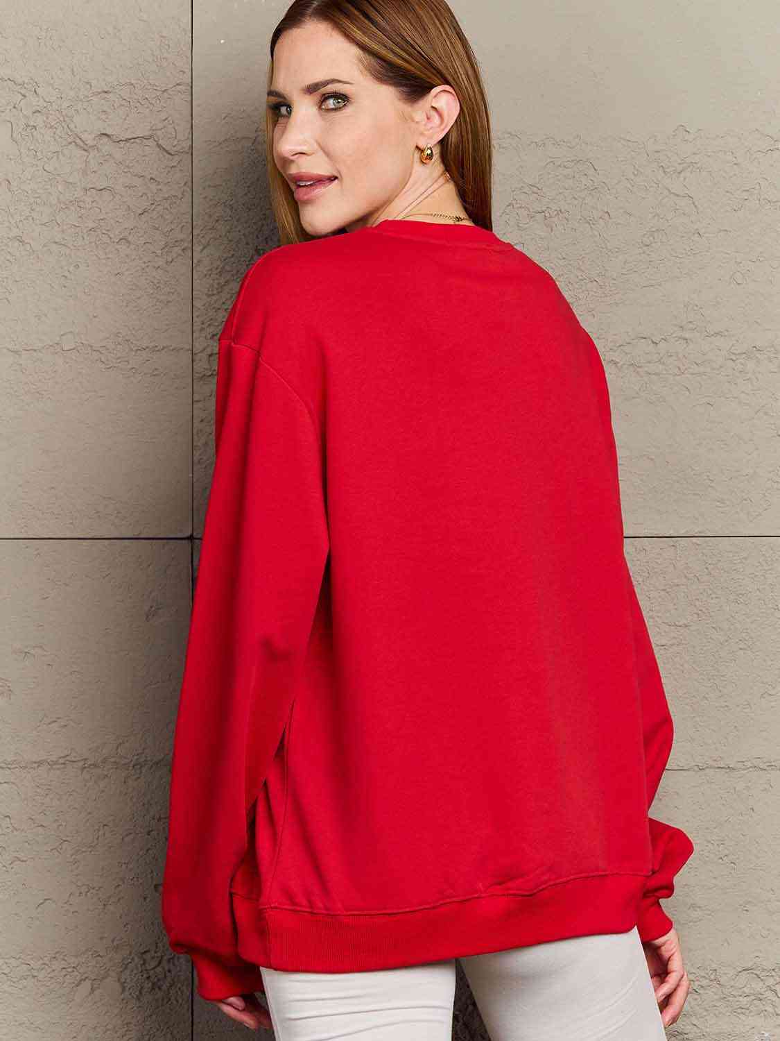 Simply Love Full Size Dropped Shoulder Sweatshirt - TRENDMELO